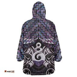 New Zealand Maori Wearable Blanket Hoodie Poutama Pikorua Purple Paua Shell LT05
