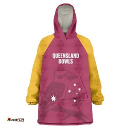 Custom Queensland Bowls Australia Wearable Blanket Hoodie Go Champions QLD Kookaburra LT14