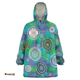 NAIDOC 50 Years of Deadly Wearable Blanket Hoodie Sea Turtle Aboriginal Dot Art LT19