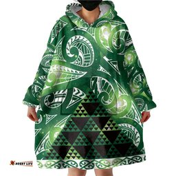 Matariki New Zealand Wearable Blanket Hoodie NZ Niho Taniwha Maori New Year Green Galaxy LT14