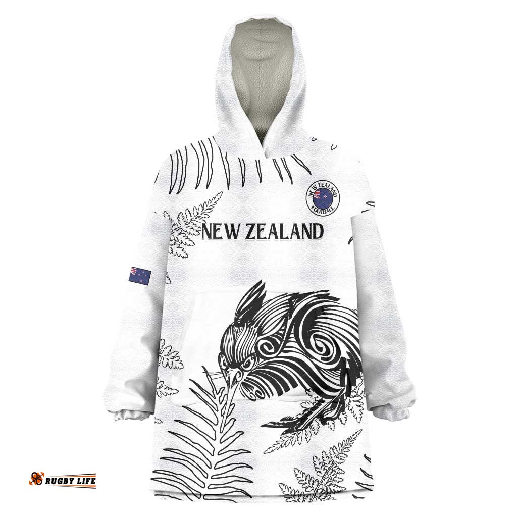 Custom New Zealand Kiwi Football Wearable Blanket Hoodie Aotearoa Silver Fern LT14