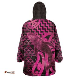 Humpback Whale Matariki New Zealand Wearable Blanket Hoodie NZ Maori Paikea Poutama Luxury Pink LT14