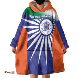 India Cricket Custom Wearable Blanket Hoodie Ashoka Chakra with Flag Style LT9