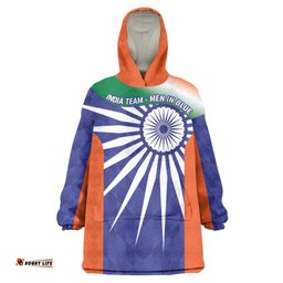 India Cricket Custom Wearable Blanket Hoodie Ashoka Chakra with Flag Style LT9