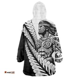 Koru Fern New Zealand Maori Tribal Warrior Wearable Blanket Hoodie LT9