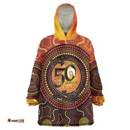 NAIDOC Week 2026 Personalised Wearable Blanket Hoodie 50 Years of Deadly Lizard Kangaroo Aboriginal Art LT14
