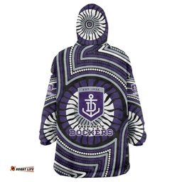 Fremantle Dockers Wearable Blanket Hoodie Indigenous Monochrome Dot Art Mascot Style TS04