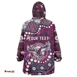Personalized Manly Warringah Sea Eagles Wearable Blanket Hoodie Aboriginal Pattern with Graffiti Style Design TS04
