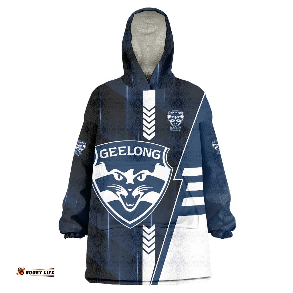 Personalized Geelong Cats Wearable Blanket Hoodie Modern Geometric Sports Graphic Style TS04