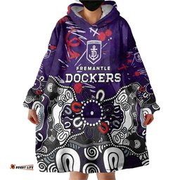 Personalized Fremantle Dockers Wearable Blanket Hoodie Aboriginal Dot Painting Graffiti Style TS04