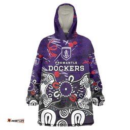 Personalized Fremantle Dockers Wearable Blanket Hoodie Aboriginal Dot Painting Graffiti Style TS04