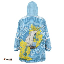 World Diabetes Day Australia Wearable Blanket Hoodie Yellow-crested Cockatoo Golden Wattle Aboriginal LT14