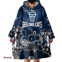 Personalized Geelong Cats Wearable Blanket Hoodie Aboriginal Dot Painting Graffiti Style TS04