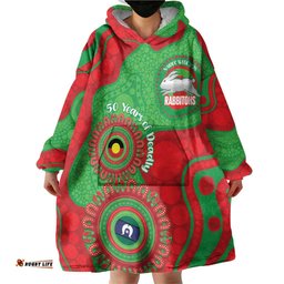 Rabbitohs NAIDOC Week 2026 Personalised Wearable Blanket Hoodie 50 Years of Deadly Aboriginal Art LT14