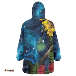Tui Bird New Zealand Starry Sky Wearable Blanket Hoodie Maori Koru LT7