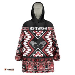Personalised Taniko Motifs Aotearoa Wearable Blanket Hoodie Waitangi Kowhaiwhai Kiwi LT7