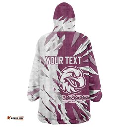 Personalized Manly Warringah Sea Eagles Wearable Blanket Hoodie Dynamic Lightning Mascot Rugby Australia TS04
