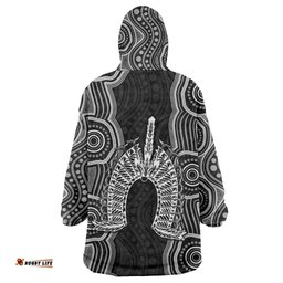 Torres Strait Islander Wearable Blanket Hoodie Flag Feather Headdress Indigenous Dotwork Tribal Art TS04