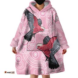 Pink Galah Aussie Aboriginal Wearable Blanket Hoodie Soaring High LT7