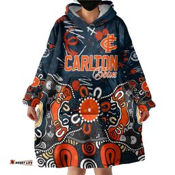 Personalized Carlton Blues Wearable Blanket Hoodie Aboriginal Dot Painting Graffiti Style TS04