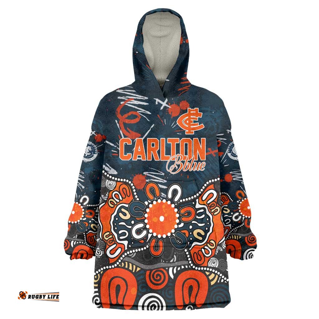 Personalized Carlton Blues Wearable Blanket Hoodie Aboriginal Dot Painting Graffiti Style TS04