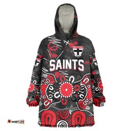 Personalized St Kilda Saints Wearable Blanket Hoodie Aboriginal Dot Painting Graffiti Style TS04