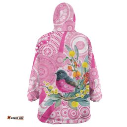 Pink Robin Aboriginal Inspired Wearable Blanket Hoodie LT9
