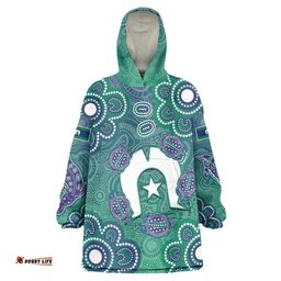 Sea Turtle Torres Strait Islands Wearable Blanket Hoodie Pacific Indigenous Australian Oceanic Dot Art TS04
