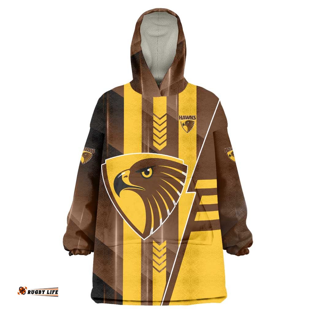 Personalized Hawthorn Hawks Wearable Blanket Hoodie Modern Geometric Sports Graphic Style TS04