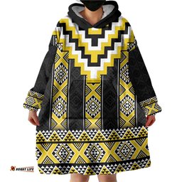 Yellow Taniko Aotearoa Wearable Blanket Hoodie Niho Taniwha Mix Poutama LT14