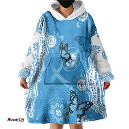 World Diabetes Day Australia Wearable Blanket Hoodie Blue Ribbon Butterfly Aboriginal Art LT14