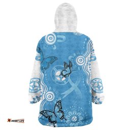 World Diabetes Day Australia Wearable Blanket Hoodie Blue Ribbon Butterfly Aboriginal Art LT14