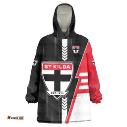 Personalized St Kilda Saints Wearable Blanket Hoodie Modern Geometric Sports Graphic Style TS04