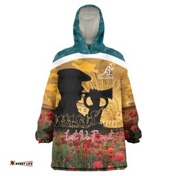 Personalised Wallabies ANZAC Day Wearable Blanket Hoodie Last Post Poppy Lest We Forget LT14
