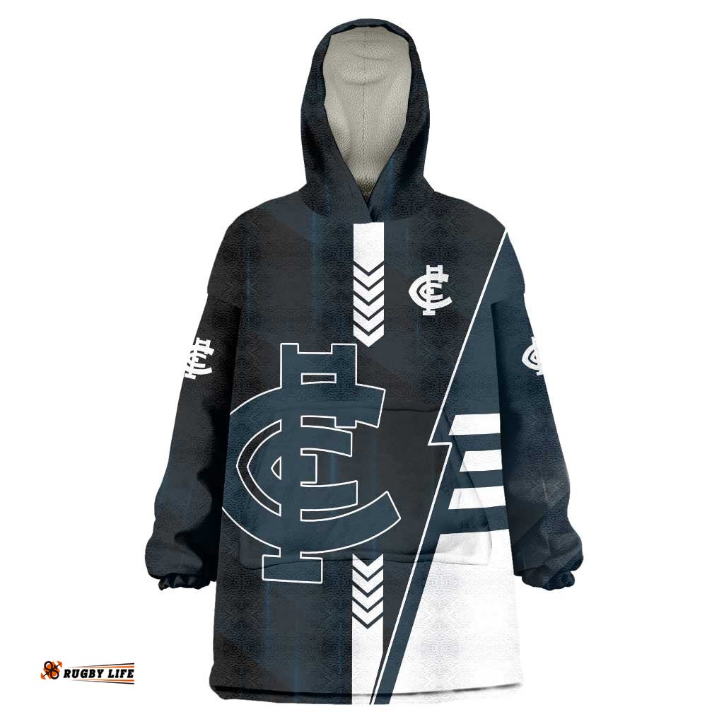 Personalized Carlton Blues Wearable Blanket Hoodie Modern Geometric Sports Graphic Style TS04