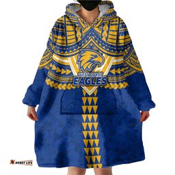 Personalized West Coast Eagles Wearable Blanket Hoodie Polynesian Tribal Pattern Heritage Football TS04