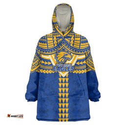 Personalized West Coast Eagles Wearable Blanket Hoodie Polynesian Tribal Pattern Heritage Football TS04