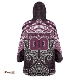 Personalized Manly Warringah Sea Eagles Wearable Blanket Hoodie Polynesian Tribal Pattern Style TS04