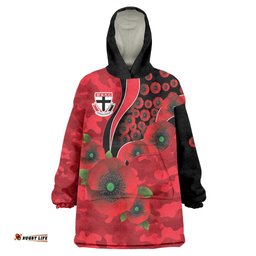 St Saints ANZAC Personalised Wearable Blanket Hoodie Lest We Forget Poppy Camo LT9