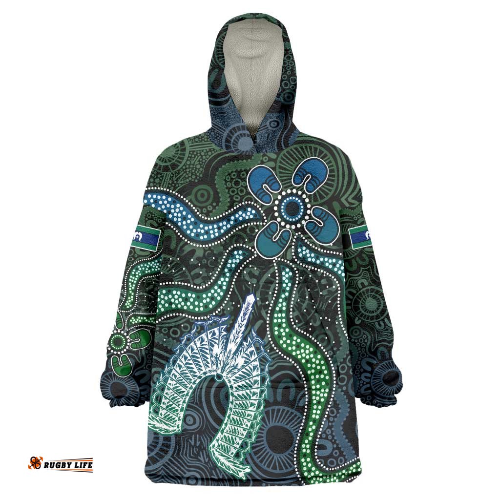 Torres Strait Islands Wearable Blanket Hoodie Indigenous Australian Marine Tribal Dot Art TS04