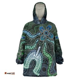 Torres Strait Islands Wearable Blanket Hoodie Indigenous Australian Marine Tribal Dot Art TS04