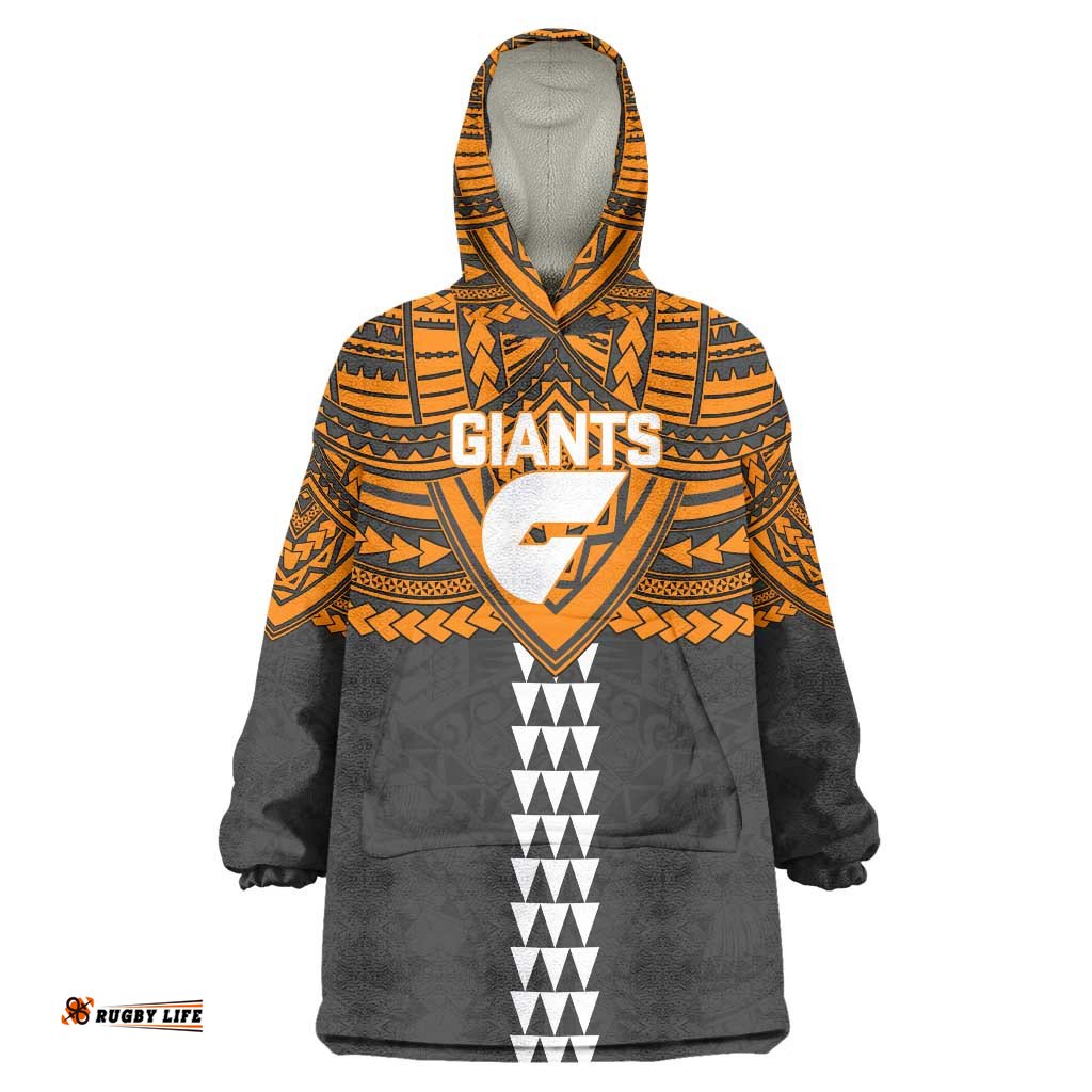 Personalized GWS Giants Wearable Blanket Hoodie Polynesian Tribal Pattern Heritage Football TS04