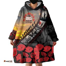 Personalised Remembering ANZAC Lest We Forget Wearable Blanket Hoodie Vintage Film Frame Memorial Red Poppy LT9