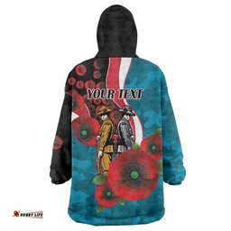 Port Power ANZAC Personalised Wearable Blanket Hoodie Lest We Forget Poppy Camo LT9
