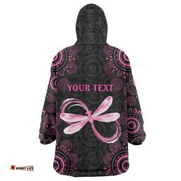 Personalized Pink Dragonfly Aboriginal of Hope Wearable Blanket Hoodie Australias Breast Cancer Awareness LT9