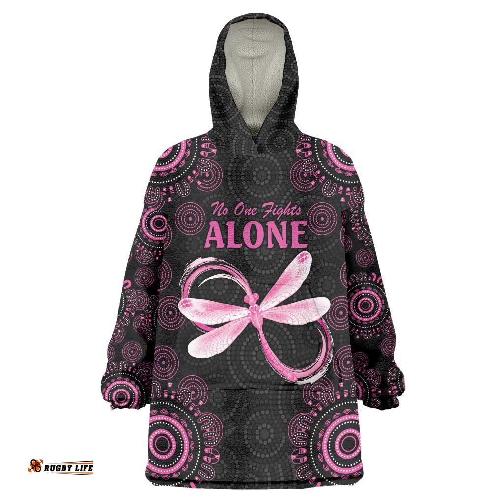 Personalized Pink Dragonfly Aboriginal of Hope Wearable Blanket Hoodie Australias Breast Cancer Awareness LT9