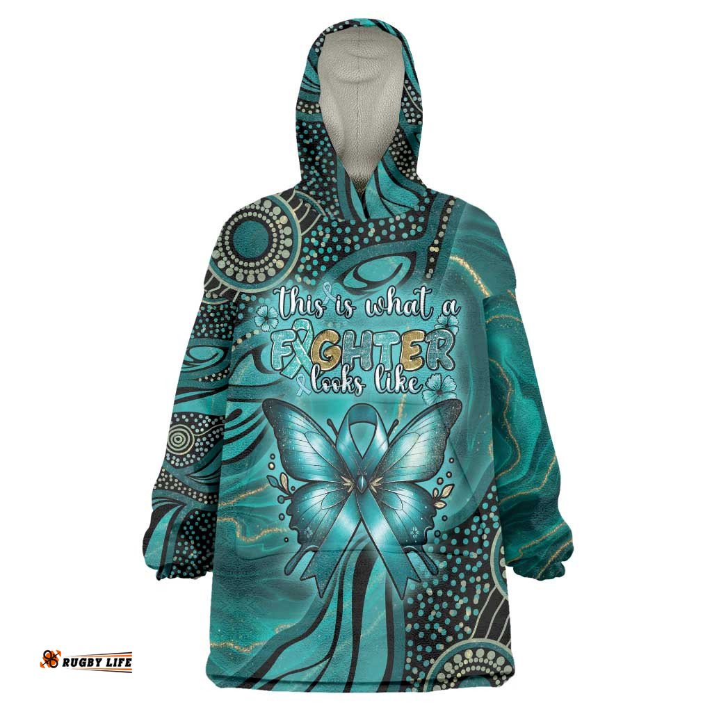 Personalised Ovarian Cancer Awareness Wearable Blanket Hoodie This Is What A Fighter Looks Like DT05