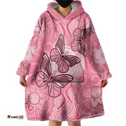 Personalized Pink Butterfly Spirit Wearable Blanket Hoodie Australias Breast Cancer Awareness LT9
