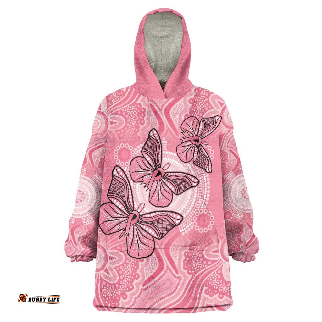 Personalized Pink Butterfly Spirit Wearable Blanket Hoodie Australias Breast Cancer Awareness LT9