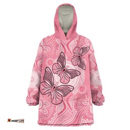 Personalized Pink Butterfly Spirit Wearable Blanket Hoodie Australias Breast Cancer Awareness LT9